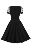 Black Swing 1950s Dress with Short Sleeves