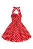 Load image into Gallery viewer, Halter Red Vintage Polka Dot 50&#39;s Girls Dress with Bow
