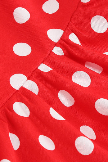 Halter Red Vintage Polka Dot 50's Girls Dress with Bow