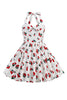 Load image into Gallery viewer, Halter Printed White Girls Dress with Bow