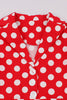 Load image into Gallery viewer, V-Neck Red Vintage Polka Dot 50&#39;s Girls Dress with Belt