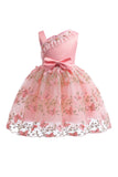 A Line Pink Bow Girls Dress With Appliques