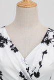 Black V Neck Print Sleeveless 1950s Dress