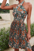 Load image into Gallery viewer, Halter Neck Green Flower Print Summer Dress