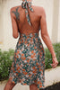 Load image into Gallery viewer, Halter Neck Green Flower Print Summer Dress