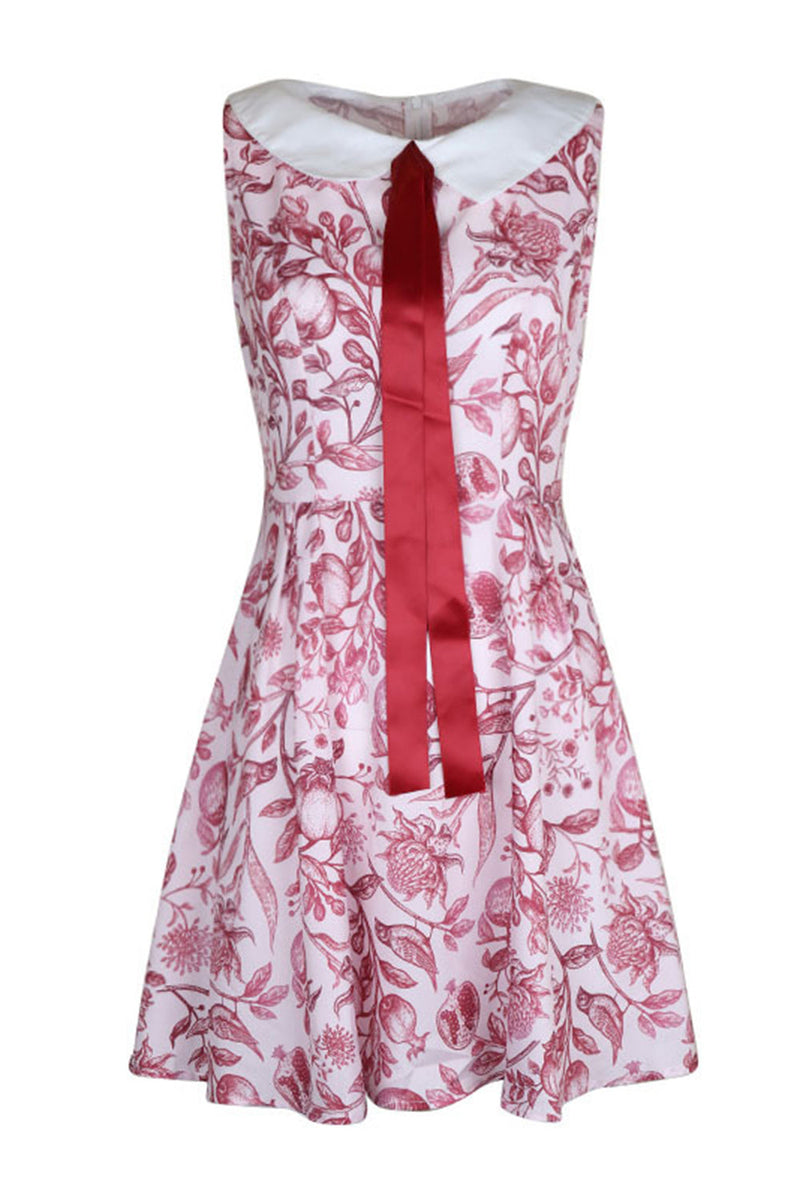 Load image into Gallery viewer, A Line Burgundy Sleeveless Print Summer Dress