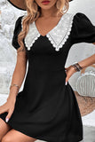 Black Short Sleeves V Neck Summer Dress