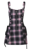 Pink Plaid Sleeveless Zipper Vintage Dress