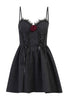Load image into Gallery viewer, Spaghetti Straps Black 1950s Dress with Lace