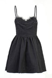 Spaghetti Straps Black 1950s Dress with Lace