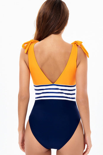 One Piece Yellow Swimsuit with Bows