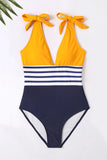 One Piece Yellow Swimsuit with Bows