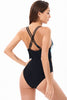 Load image into Gallery viewer, Printed V-Neck Cut Out One Piece Black Swimwear