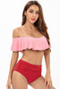 Load image into Gallery viewer, Spaghetti Straps Two Pieces Pink Swimwear with Ruffles