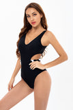 Cut Out One Piece Black Swimwear