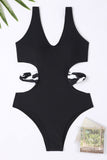 Cut Out One Piece Black Swimwear