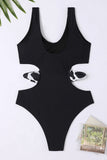 Cut Out One Piece Black Swimwear