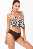 Leopard Two Pieces Brown Swimwear