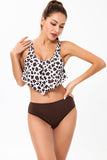 Leopard Two Pieces Brown Swimwear