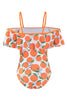 Load image into Gallery viewer, Cold Shoulder Printed High Waist Orange Swimwear