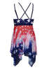 Load image into Gallery viewer, Navy Stars Printed Adjustable Strap One Piece Swimdress