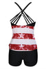 Load image into Gallery viewer, Black American Flag Printed Adjustable Strap Tankini With Shorts