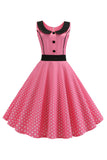 Black Polka Dots Sleeveless Swing Vintage Dress