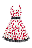 Hepburn Style Halter Tulle Black Printed 1950s Dress