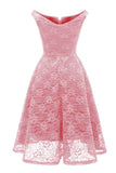 Pink A Line Lace Dress with Sleeveless