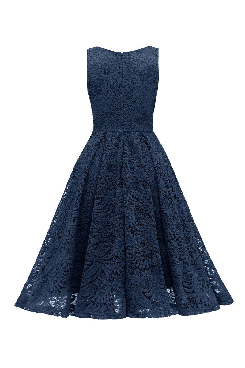 Load image into Gallery viewer, Gark Green A-line Lace Dress with Sleeveless