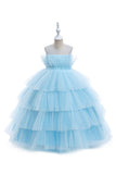 Pink Tulle A Line Flower Girl Dress with Bow