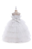 Pink Tulle A Line Flower Girl Dress with Bow