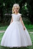 White Weeding Flower Girl Dress with Bow