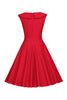 Load image into Gallery viewer, Polka Dots Red 1950s Dress with Button