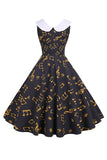 Printed Sleeveless Yellow Vintage Dress