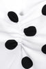 Load image into Gallery viewer, Polka Dots White Vintage Dress with Short Sleeves