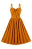 Load image into Gallery viewer, Spaghetti Straps Yellow Swing Vintage Dress