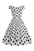 Load image into Gallery viewer, White Off the Shoulder Polka Dots Vintage Dress