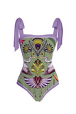 Purple One Piece Printed Swimwear