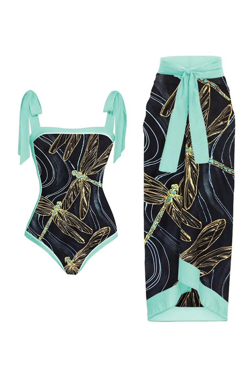 Load image into Gallery viewer, Green Printed One Piece Beach Swimwear