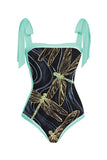 Green Printed One Piece Beach Swimwear