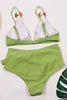 Load image into Gallery viewer, Green Two Piece High Waist Bikini Swimwear