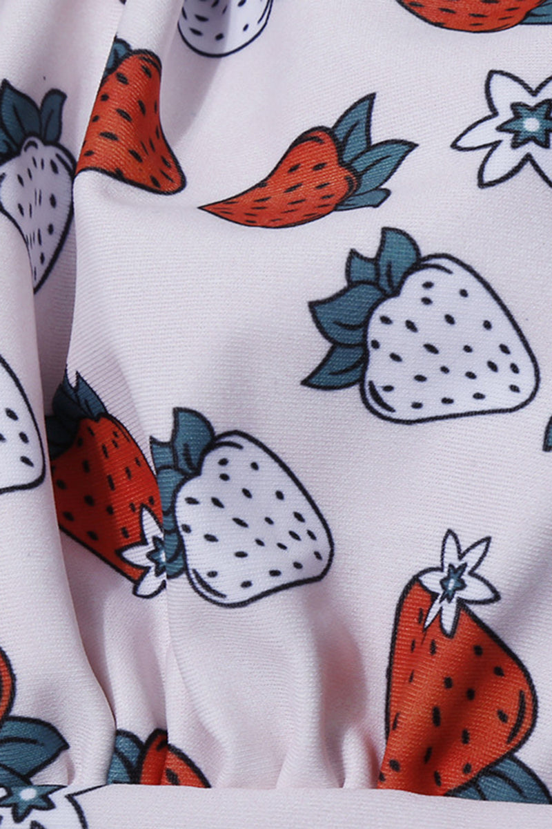 Load image into Gallery viewer, White One Piece Printed Swimwear with Strawberries
