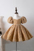 Load image into Gallery viewer, Blue A Line Puff Sleeves Sequins Girls Dresses