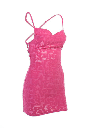 Lace-Up Back Fuchsia Bodycon Party Dress