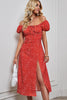 Load image into Gallery viewer, Red Printed Off the Shoulder Summer Dress With Slit
