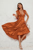 Load image into Gallery viewer, Red Deep V-neck Cap Sleeves Party Dress
