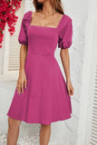 Fuchsia Off the Shoulder A-line Summer Dress