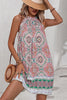 Load image into Gallery viewer, Pink Printed Halter Boho Short Summer Dress