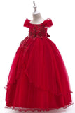 A-Line Beaded Blush Girls Dresses with Appliques